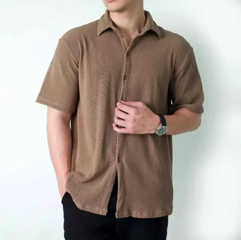 Baju Shirt Kemeja Knit Cowo Pria