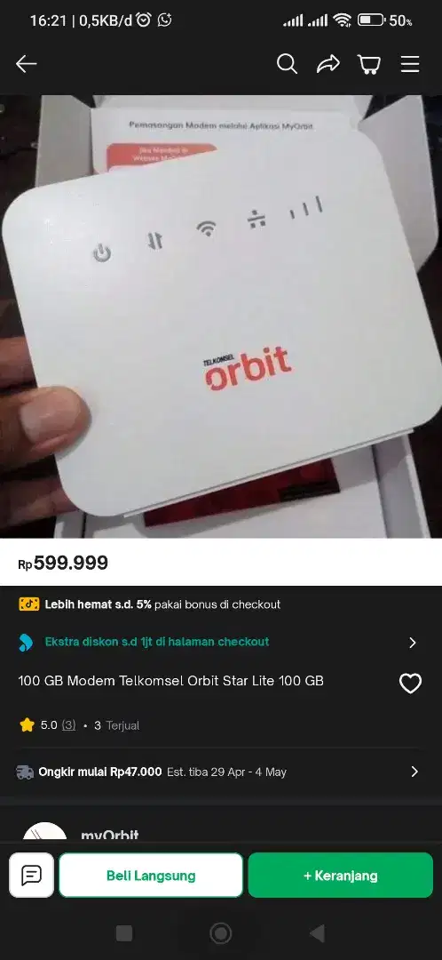 Sale Modem wifi Orbit start lite pro jaringan 4g plus free kuota Axis