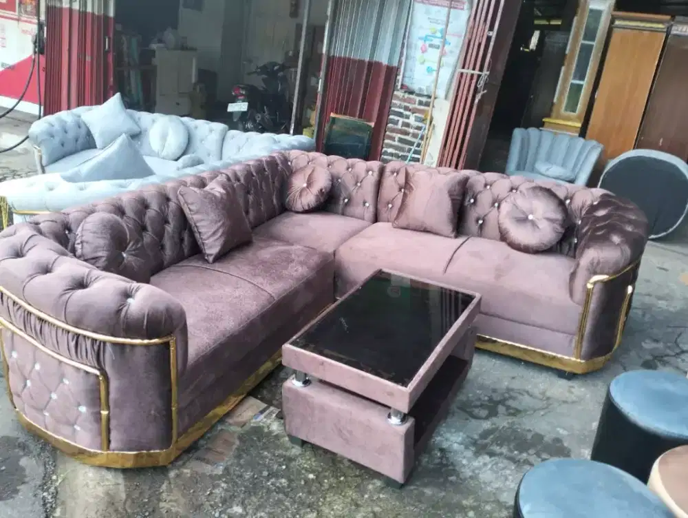 Sofa sudut turki minimalis cokelat