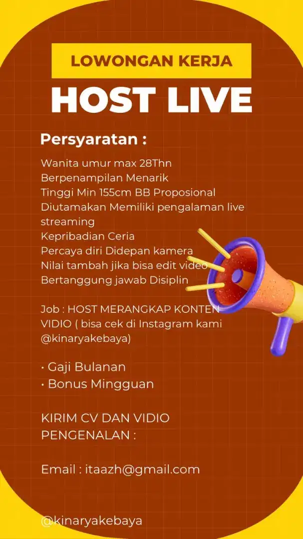 DiButuhkan segera host live streaming