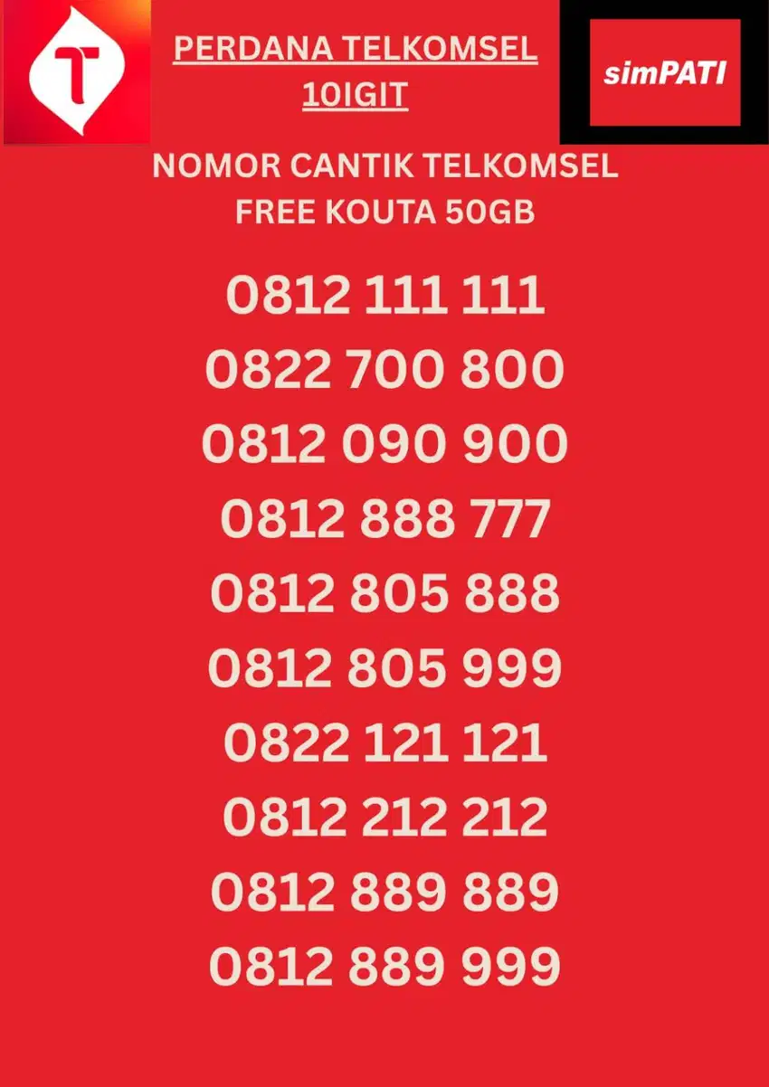 NOMOR CANTIK 10 DIGIT /NOMOR CANTIK TELKOMSEL