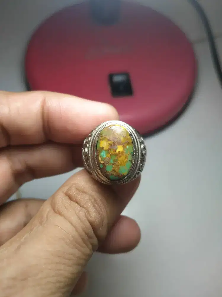 Cincin Batu Pirus Serat Emas 02