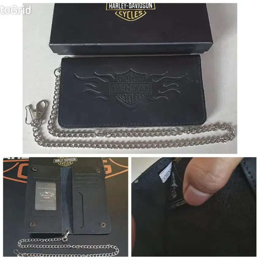 Dompet original harley davidson made in china + rantai lidah api skull