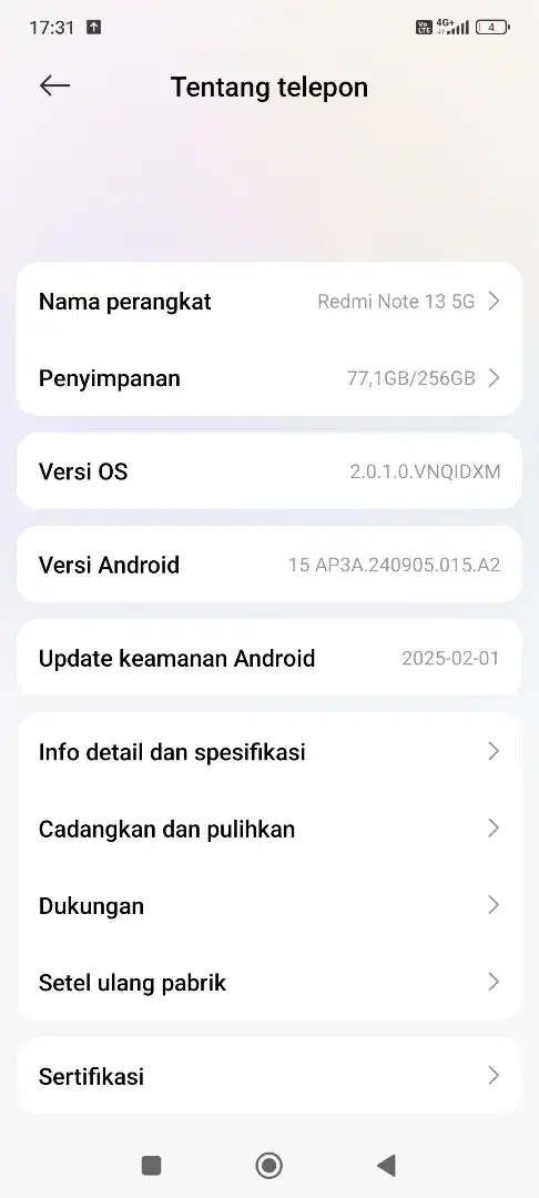 Jual redmi 13 5G pemakian baru 5bln internal 256
