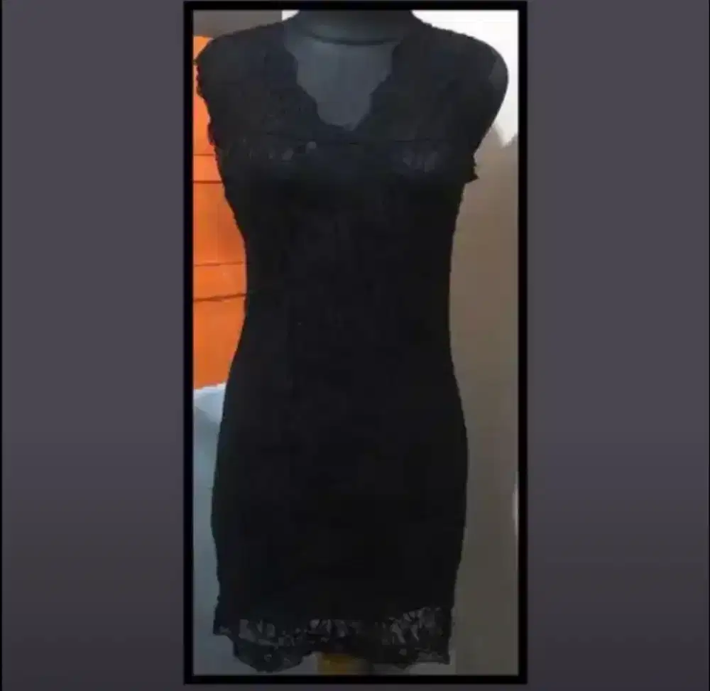 Dress brukat hitam/Lace Black Mini Dress
