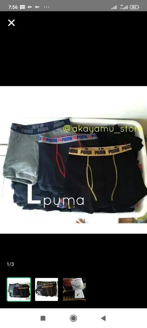 Celana dalam puma boxer pria size L