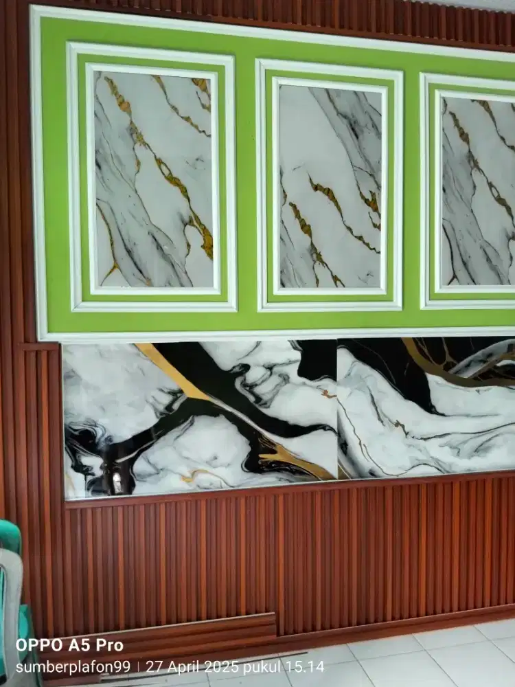 Dekorasi dinding wallpanel dan marmer PVC