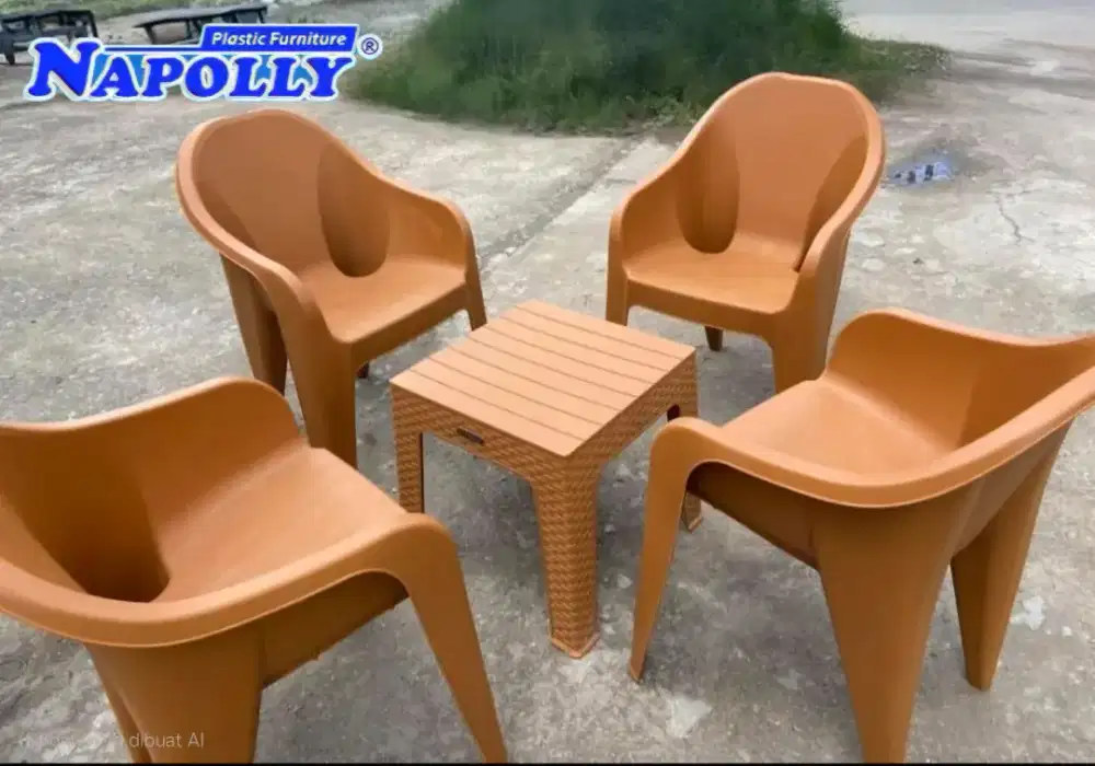 4 Kursi TERAS + 1 Meja Plastik Napolly
