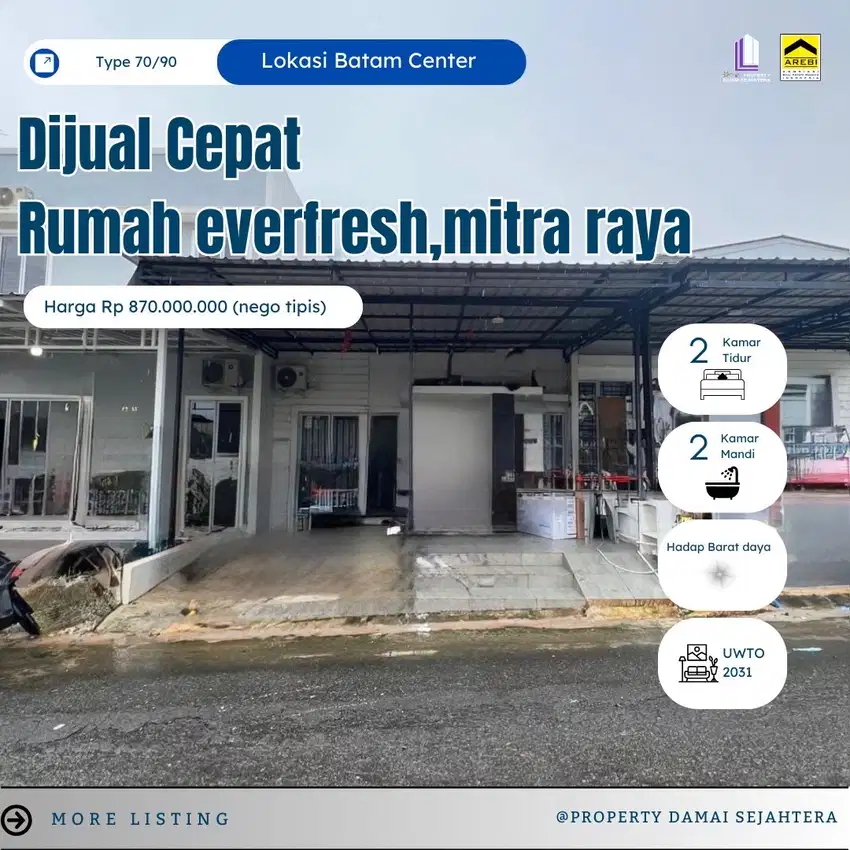 DIJUAL RUMAH SIAP HUNI EVERFRESH MITRA RAYA