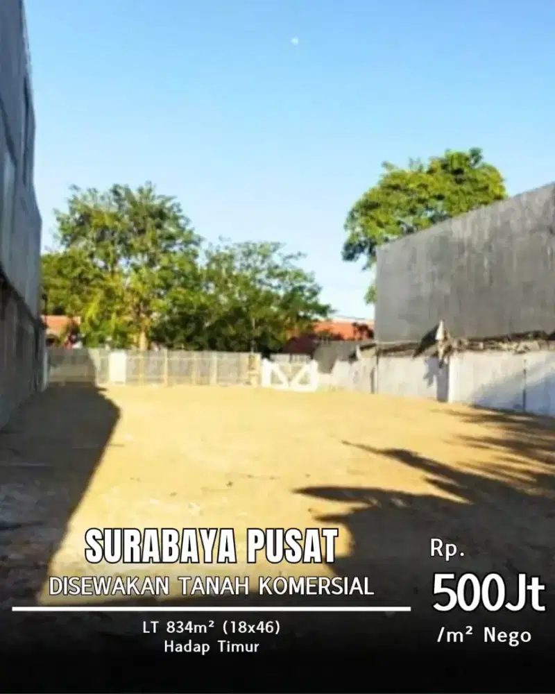 Dijual atau disewakan tanah imam bonjol pusat kota