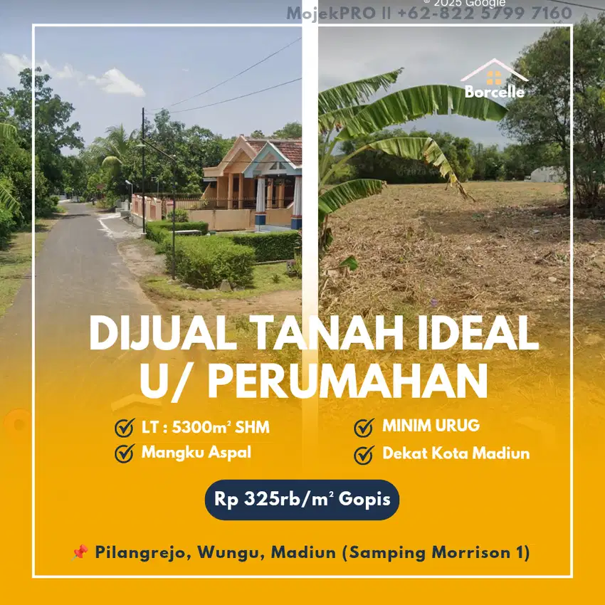 Tanah Luas Ideal Untuk Perumahan di Pilangrejo Madiun
