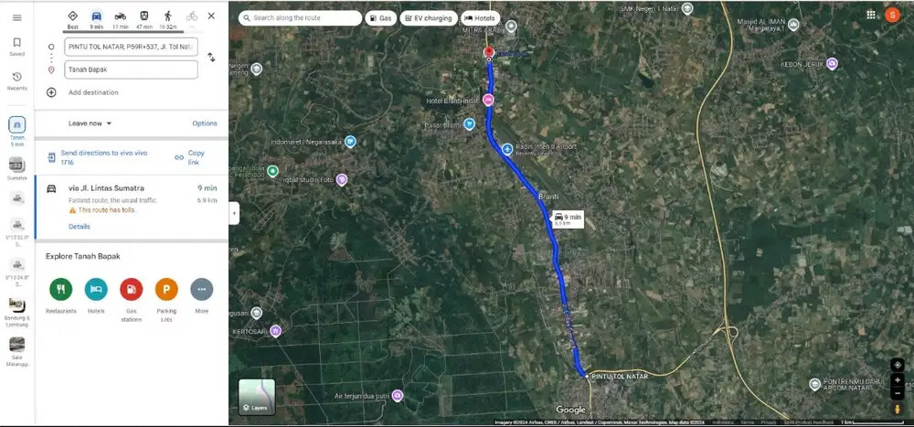 Tanah SHM luas dekat bandara, 9 menit dari tol natar
