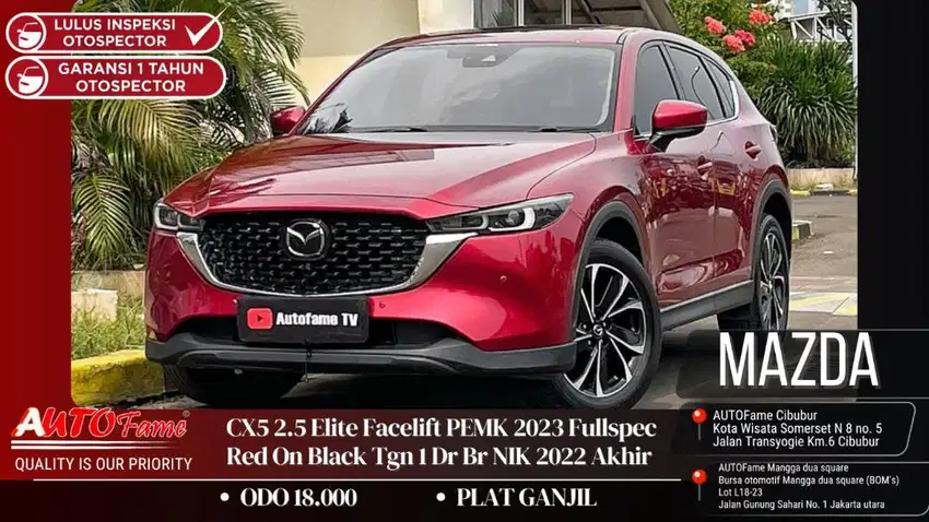 Mazda CX5 2.5 Elite Facelift PEMK 2023 Fullspec Red On Black NIK 2022