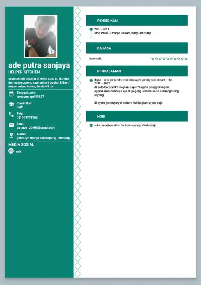 Mencari pekerjaan buat saya pribadi, lagi butuh