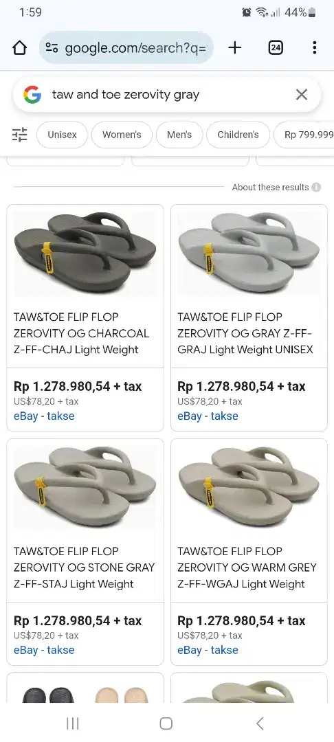 Taw & Toe Flop Flop Zerovity Gray Sendal Korea Size L