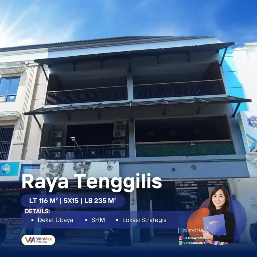 Disewakan Ruko Raya Tenggilis Dekat Ubaya