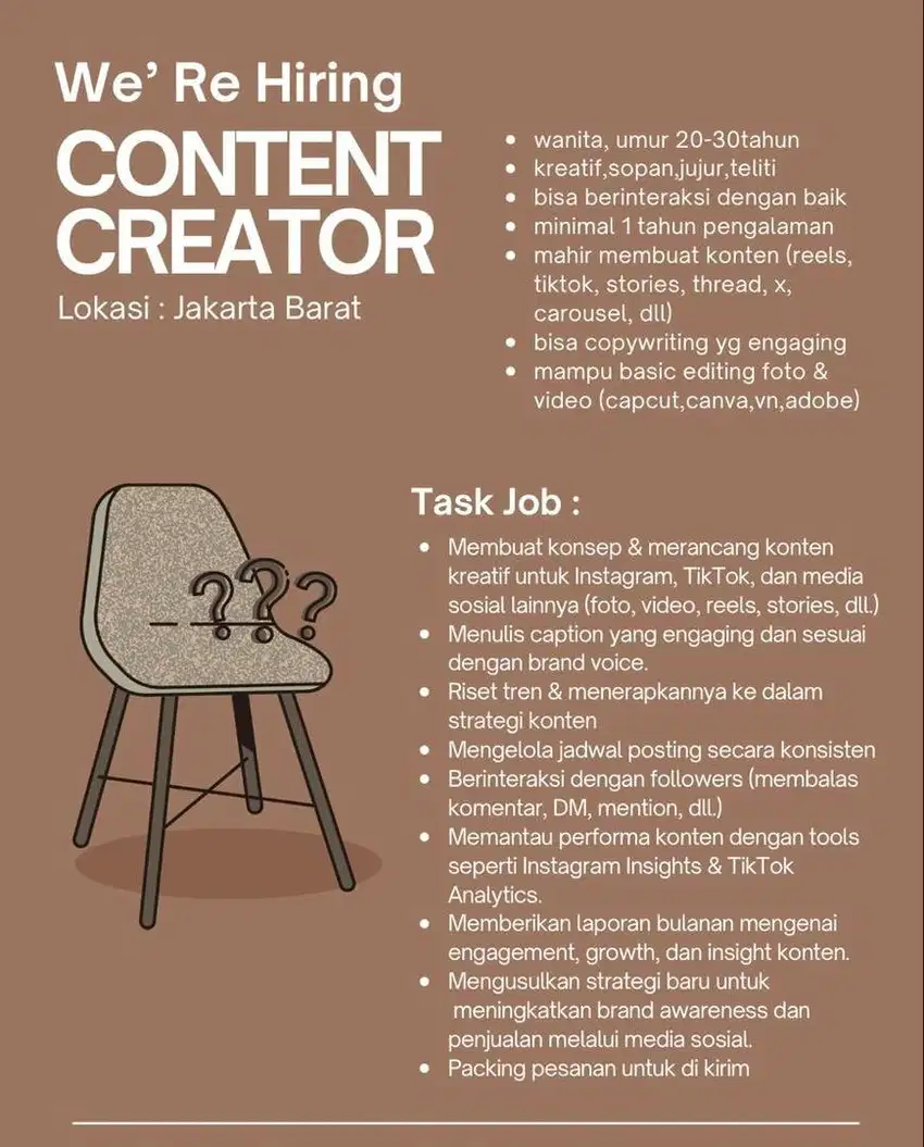 Dibutuhkan segera content creator
