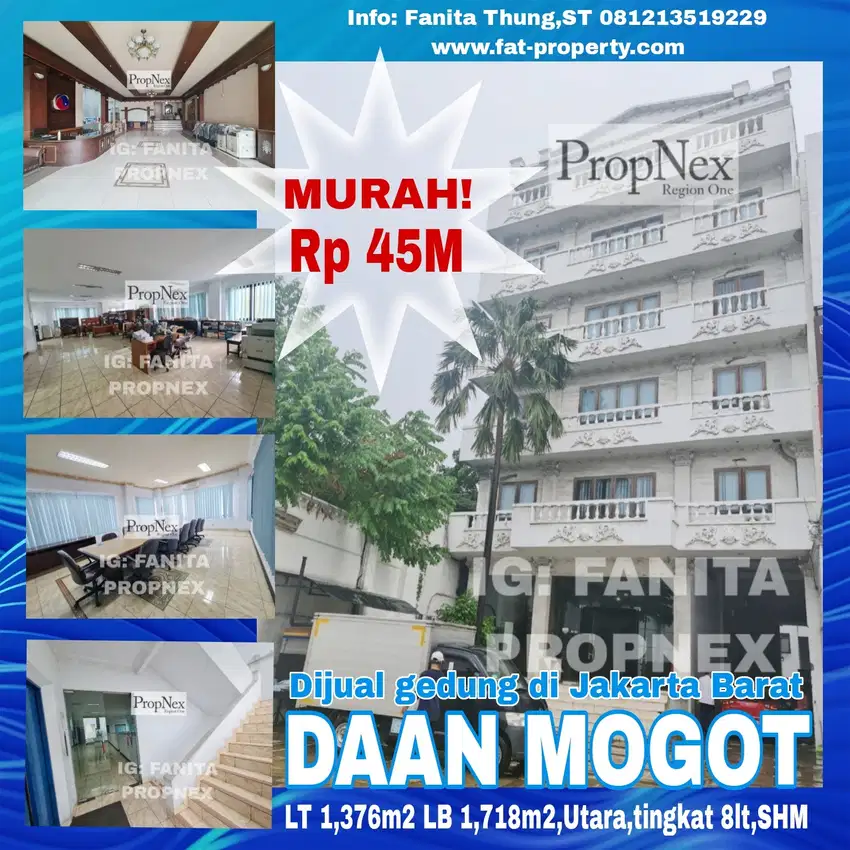 Dijual gedung 6lt di jl Daan Mogot,JakBar LT 1,376m2 LB 1,718m2,
