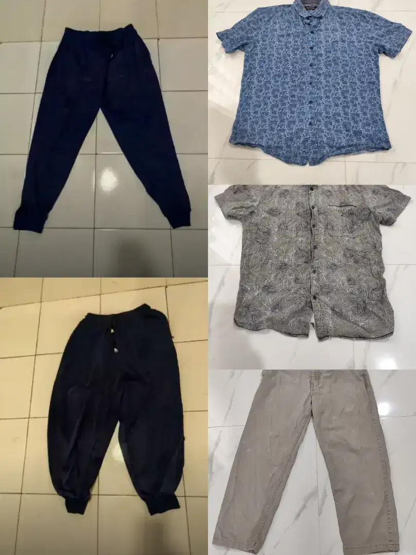 2 kemeja batik Celana panjang celana olahraga pakaian 2 celana jogging
