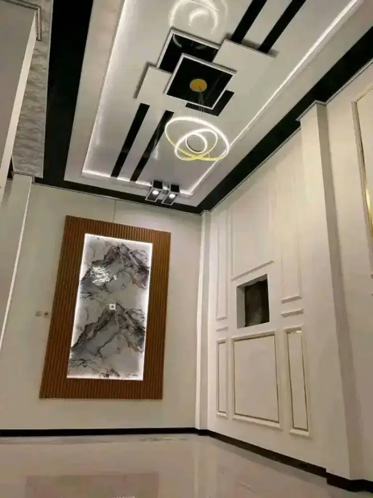 Plafon kanopi woulmolding dan backdrop tv