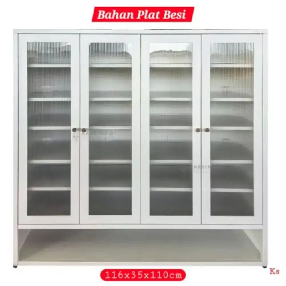 Rak Sepatu Plat Besi Bufet Sepatu Serbaguna Putih Tertutup Estetik