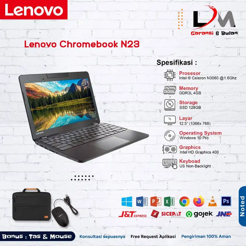 Lenovo Chromebook N23 Celeron N3060 Ram 4GB microSd Card 128GB 11.6 HD