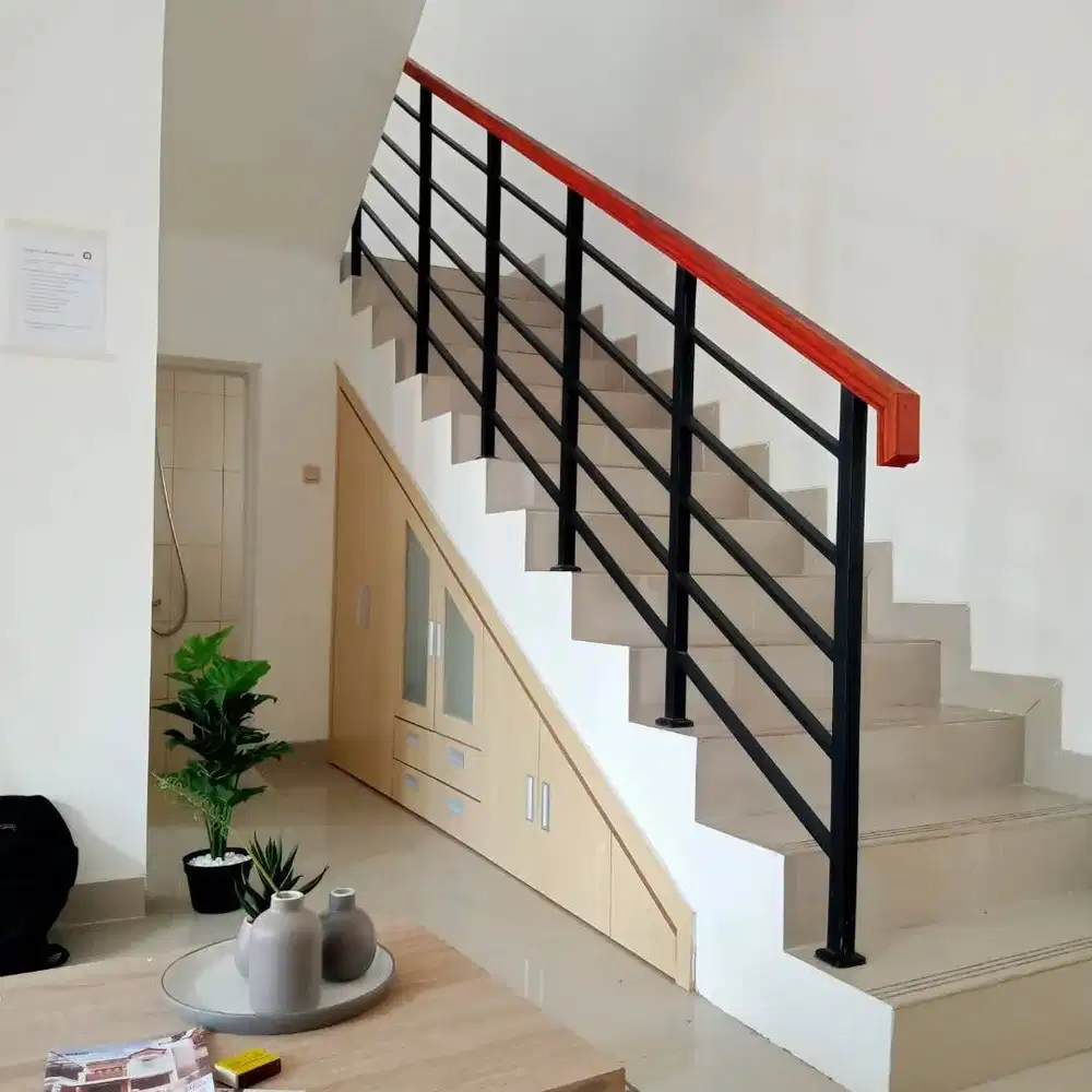 realing tangga pegangan kayu minimalis