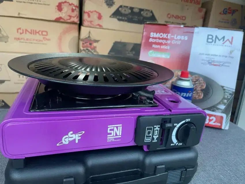 Hadir lagi paket kompor portabel+ gas kaleng+ gril bulat
