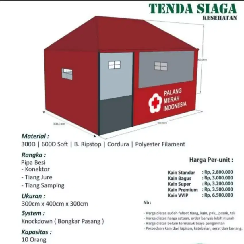Tenda posko 3x4  4x6