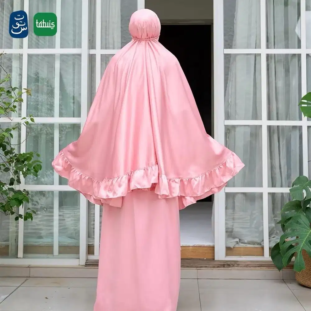 Tatuis Mukena Abhinaya Peach grey broken white brown Dewasa Reguler