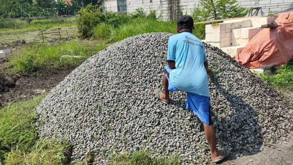 Koral super tensla batu kerikil bangunan