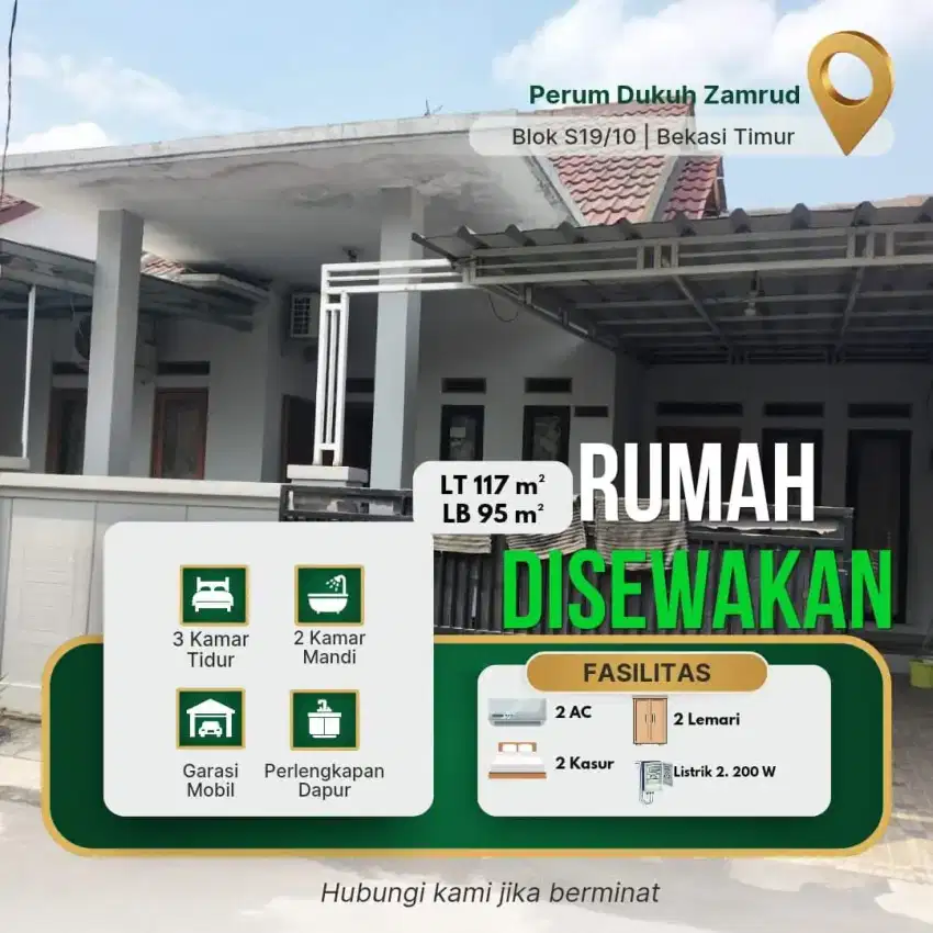 Disewakan Tahunan Rumah Semi Furnish Di Dukuh Zamrud Bekasi Timur