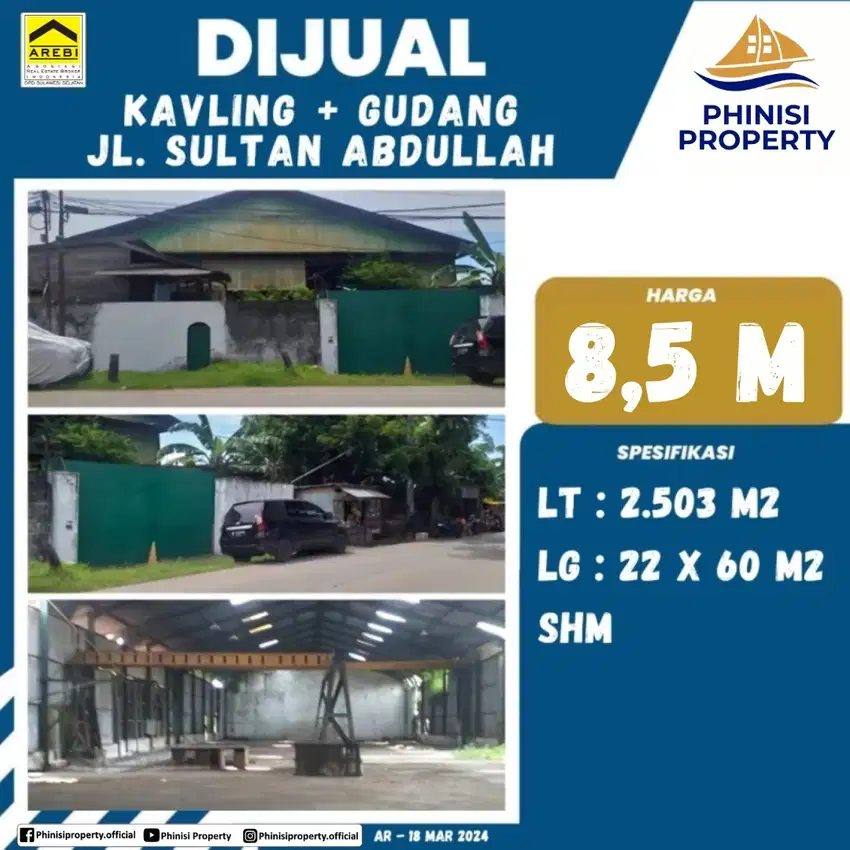 DIJUAL Gudang Kavling Besar dekat Makassar New Port Jl Sultan Abdullah