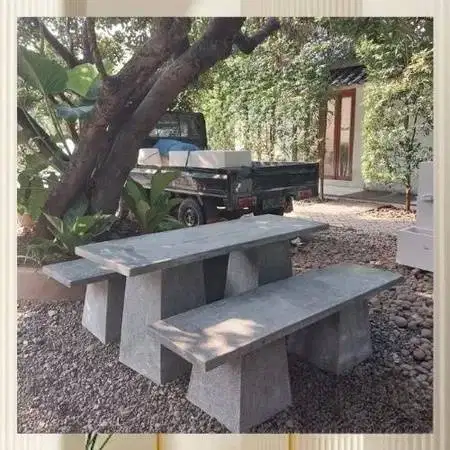 meja taman terazzo abu