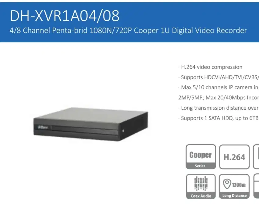 DVR XVR Dahua DH xvr1a08 kamera cctv 8 channel