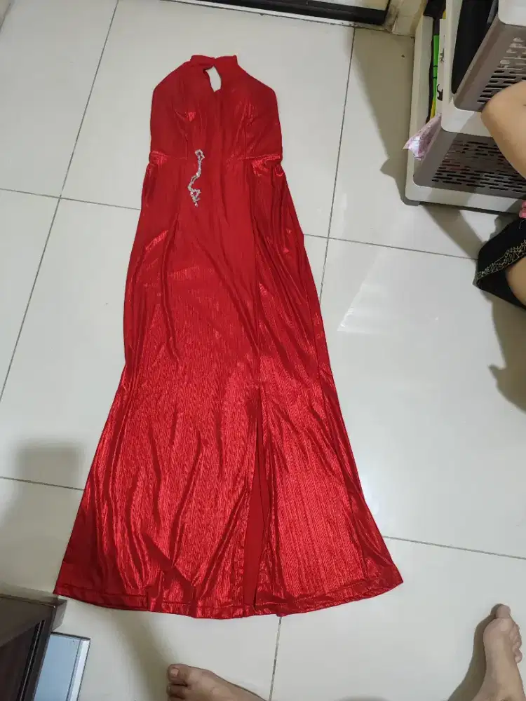 Preloved Long Dress / Dress Merah Menyala