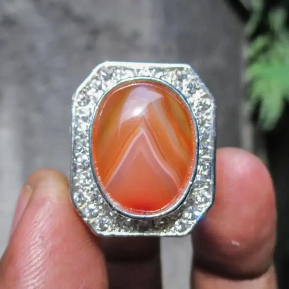 Asli Batu Sulaiman Junjung Derajat Orange Kristal 1,8cm Ring.11