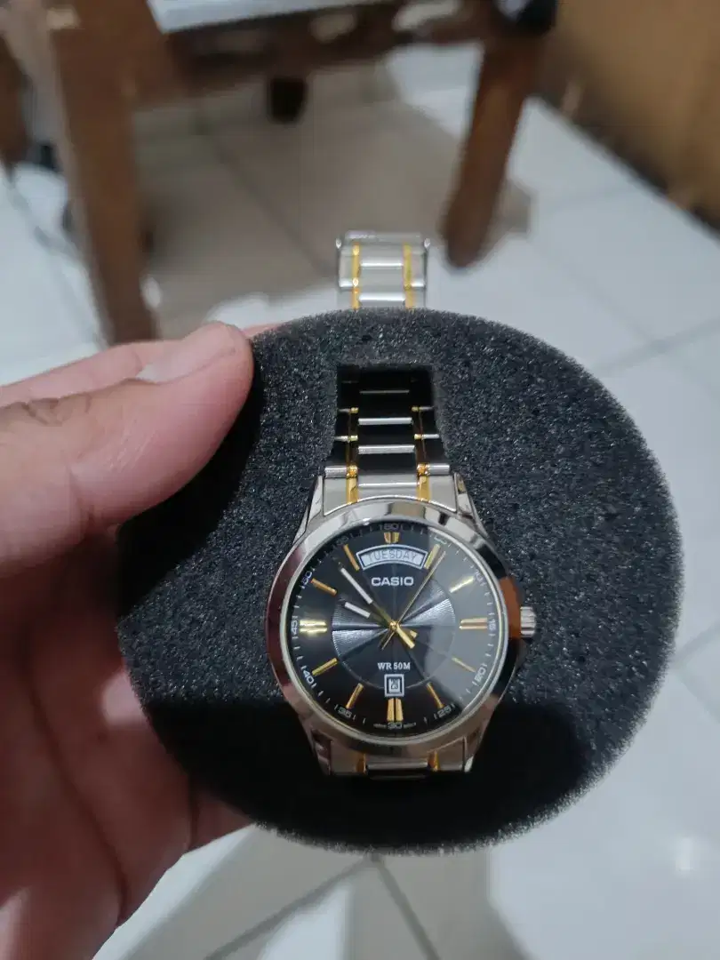 Jam tangan Casio General Enticer Men Black Dial Dual Tone