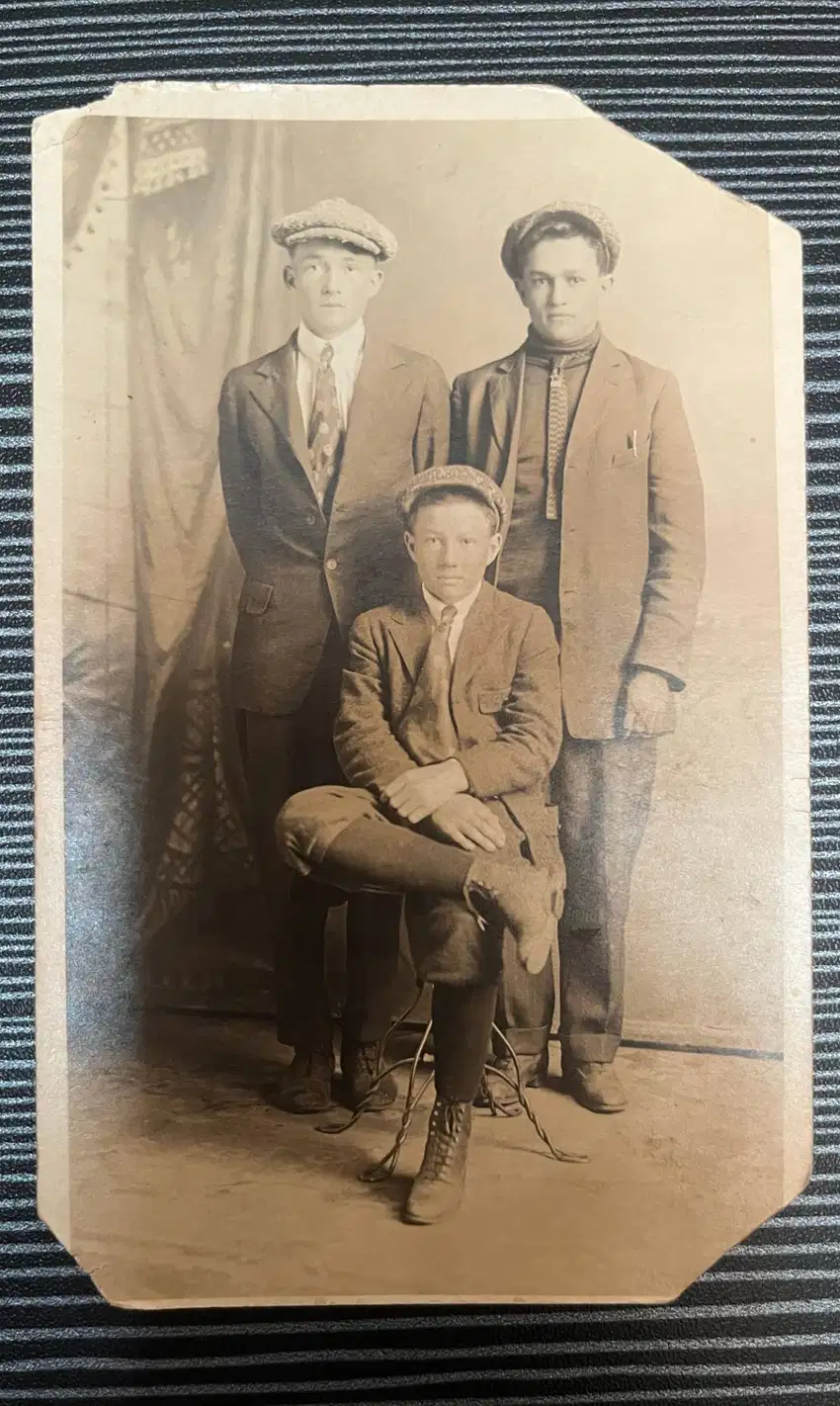 Kartu Pos RPPC Antik, 3 tentara WWI tahun 1910-an. Original Tua