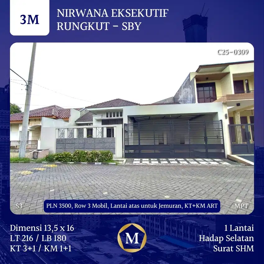 Rumah Nirwana Eksekutif Rungkut Jln 3 Mobil dkt Stikom MERR Semolowaru