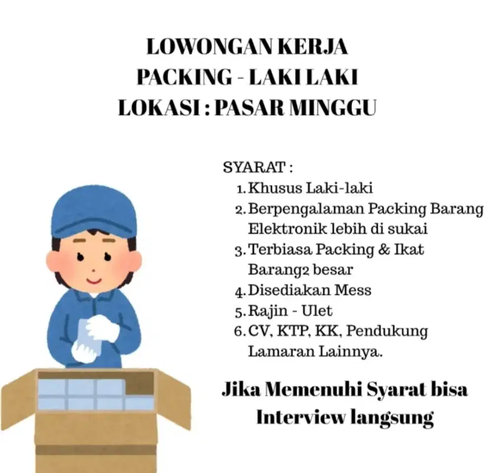 LOWONGAN KERJA PACKING BARANG JAKARTA SELATAN