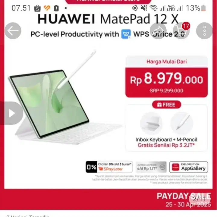 Huawei Matepad 12X FullSet(keyboard, mouse, dan m-pencil) Greenery