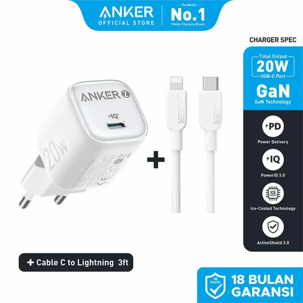 CHARGER ANKER 20W IPHNE LIGHTNING |  GARANSI 18BLN | @CAVALLOACC