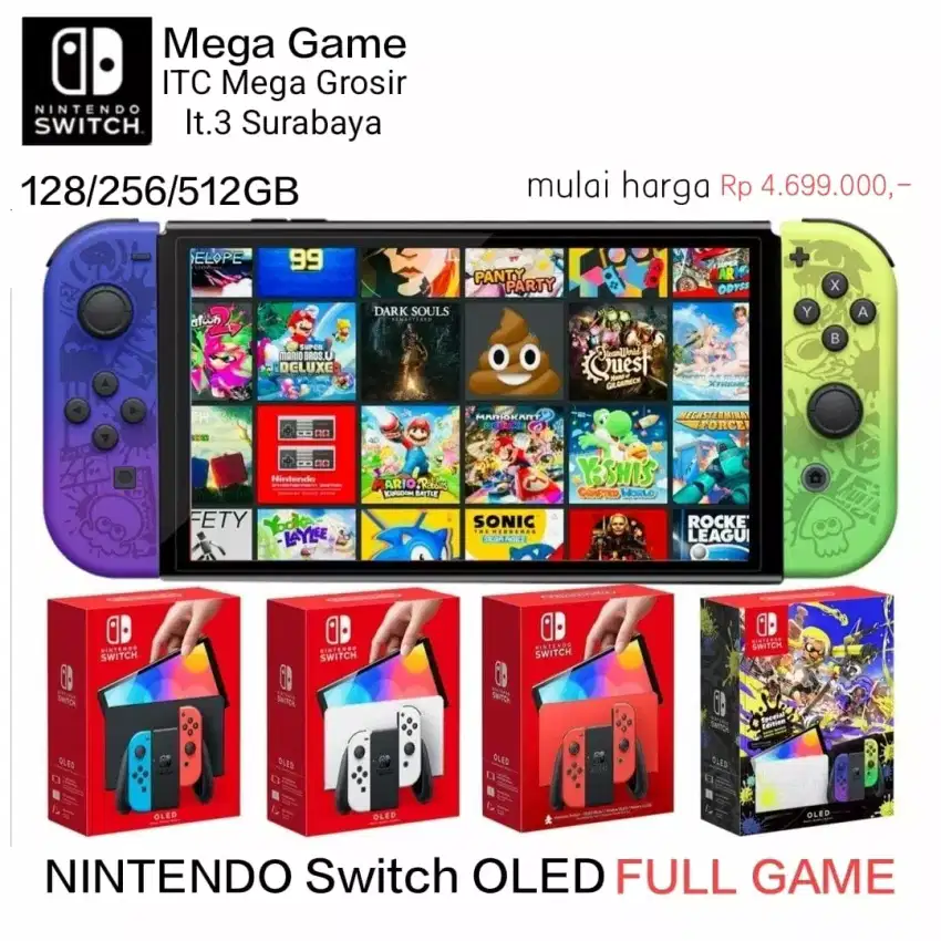 NINTENDO SWITCH OLED + 128/256/512GB FULL GAME