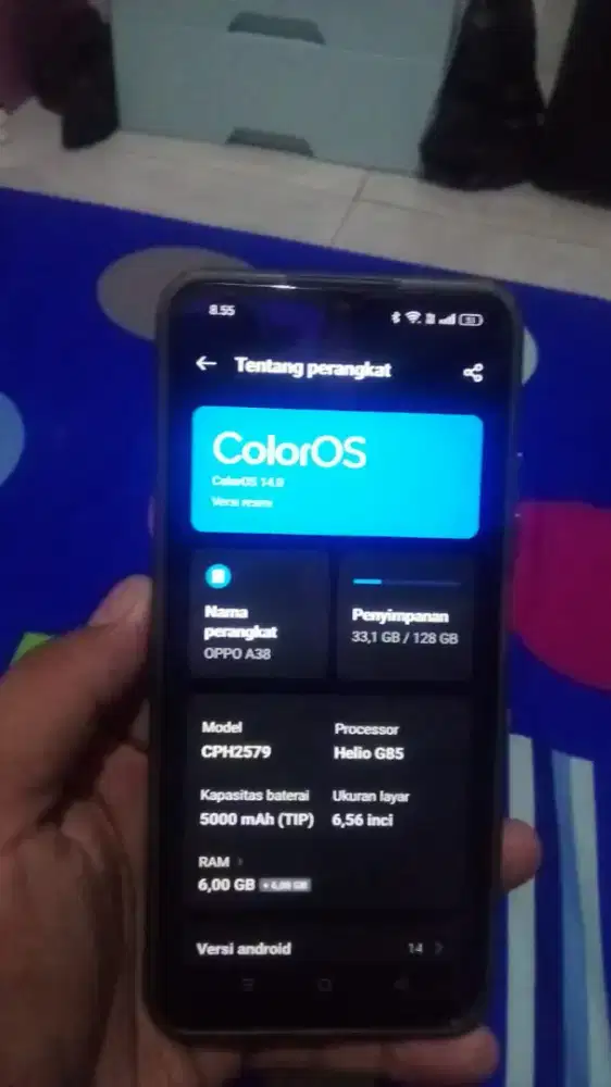 Oppo a38 ram 6 GB internal 128gb