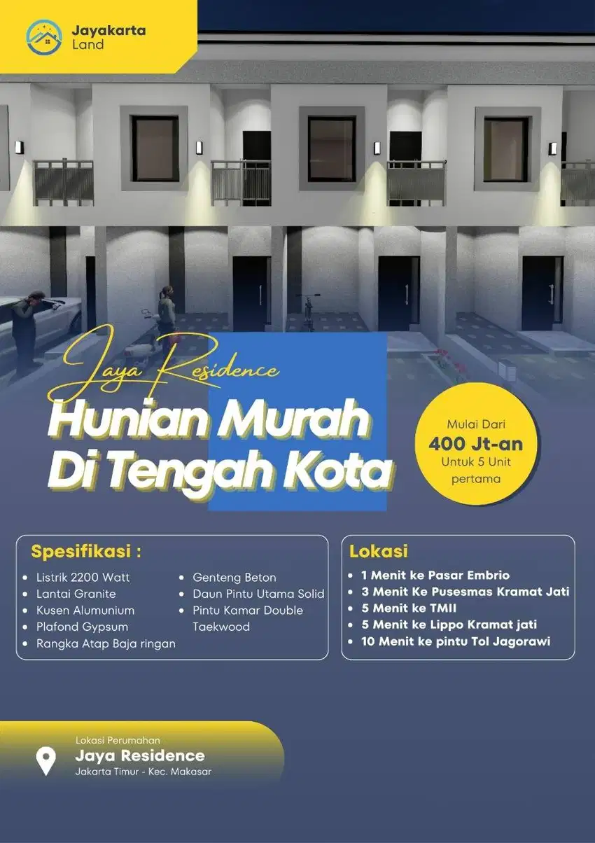 Dijual Cluster Minimalis Kp Makasar akses terbaik di Jakarta Timur