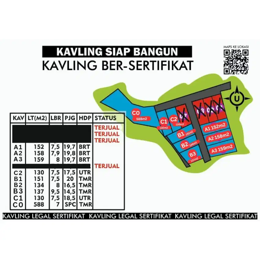 Tanah kapling siap bangun nempel perkampungan