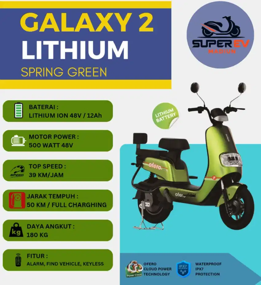 Sepeda listrik galaxy 2 lithium