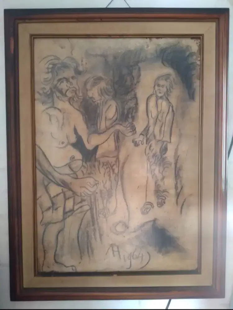 lukisan sketsa menggunakan media arang