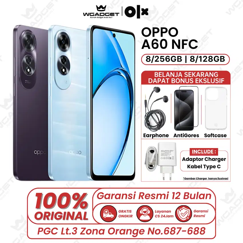OPPO A60 NFC 8/256 & 8/128 Garansi Resmi 1 Tahun